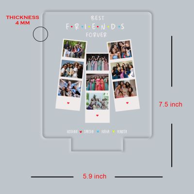 Personalized Best Friend Forever Photo Collage LED Lamp with Multicolored Light Birthday Gift for Bestie Memorable Gift for Friends